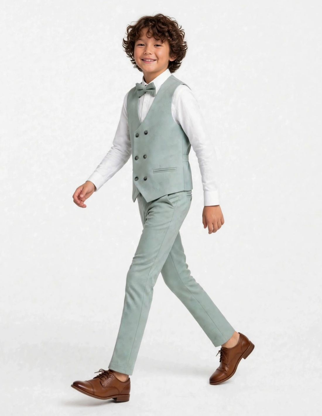 Ensemble Gilet & Pantalon Enfant Vert Sauge 2