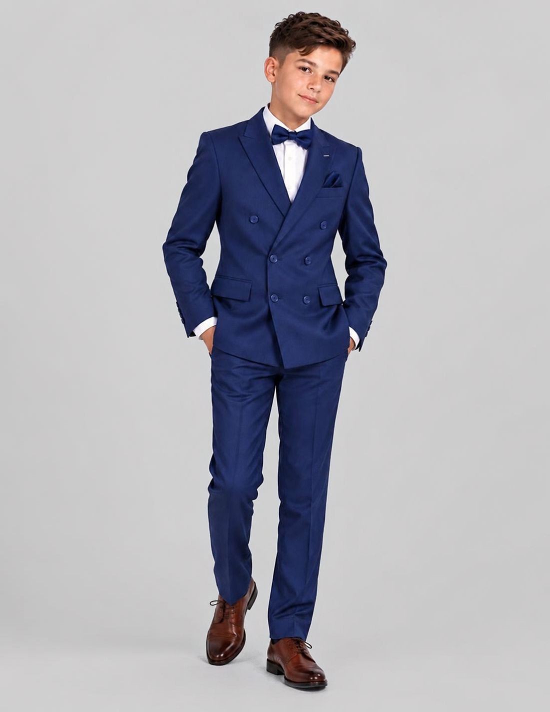 Costume Garçon de Cérémonie Bleu Roi Croisé