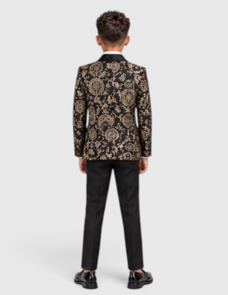 Costume Enfant de Mariage Doré avec Motifs Jacquard | Lucas