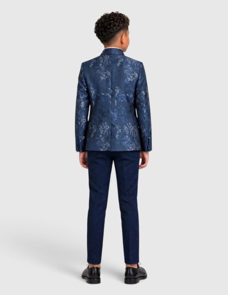 Costume Enfant de Mariage à Col Mao et motifs bleu roi | Charles