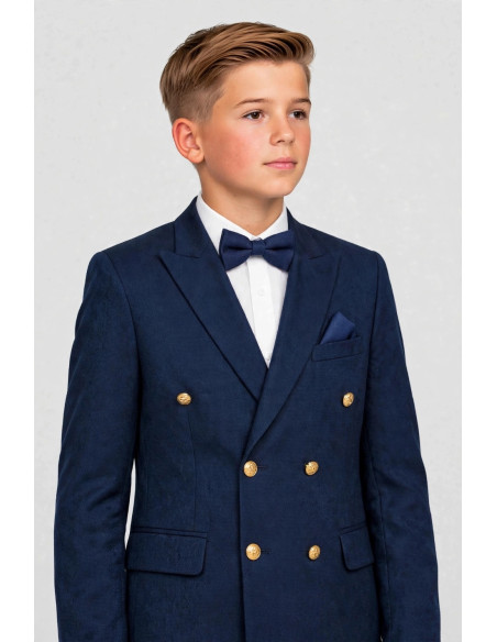 Costume garçon bleu roi à veste croisée et boutons dorés – VICTOR