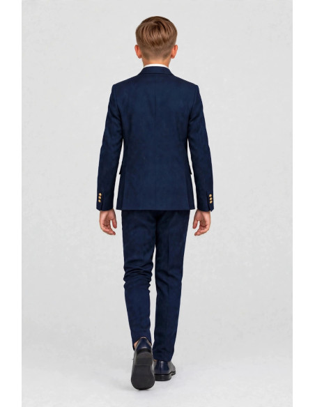 Costume garçon bleu roi à veste croisée et boutons dorés – VICTOR