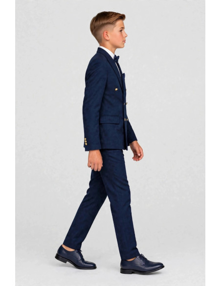 Costume garçon bleu roi à veste croisée et boutons dorés – VICTOR