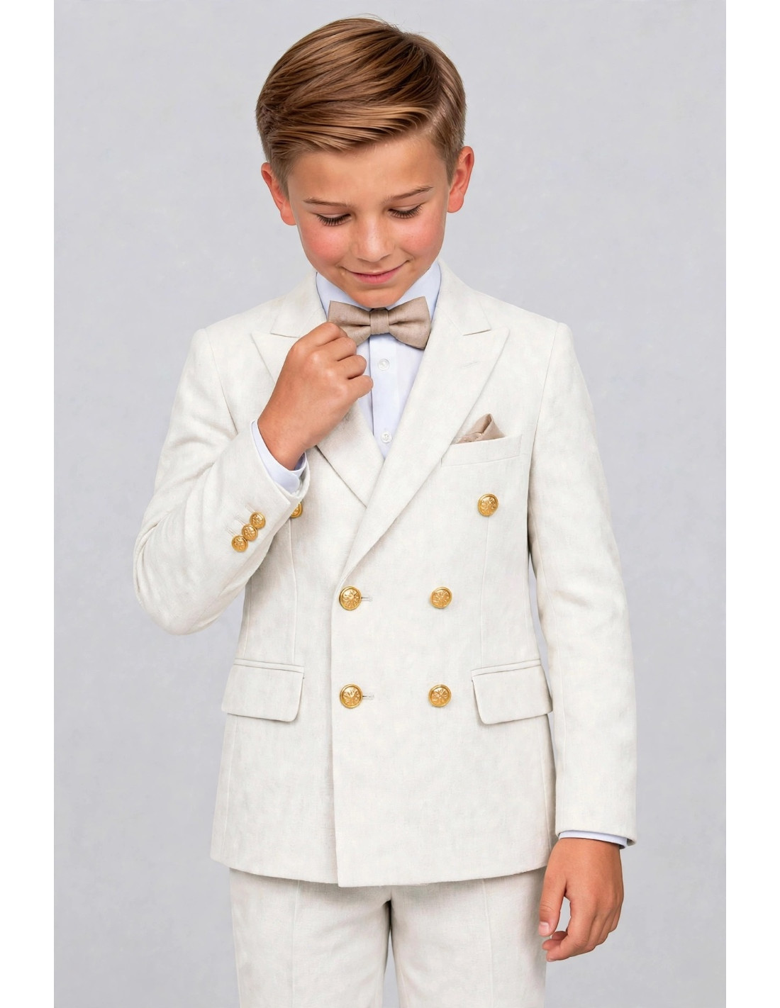 Costume Croisé Enfant bouton dorés Blanc cassé 2