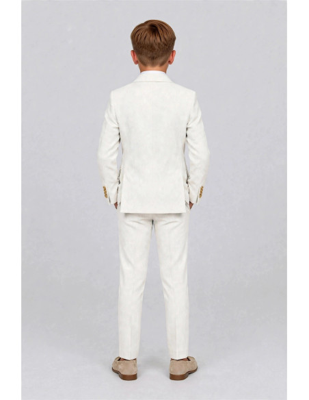 Costume garçon blanc cassé à veste croisée et boutons dorés – VICTOR