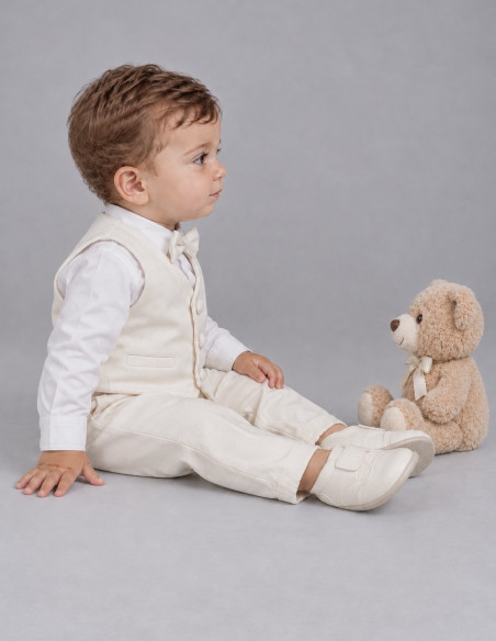 Gilet Pantalon de baptême pour Bébé Garçon ivoire - Diva