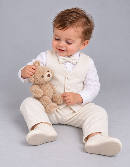 Gilet Pantalon de baptême pour Bébé Garçon ivoire - Diva