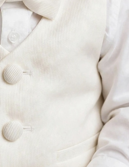 Gilet Pantalon de baptême pour Bébé Garçon ivoire - Diva