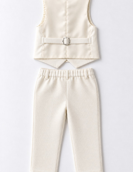 Gilet Pantalon de baptême pour Bébé Garçon ivoire - Diva