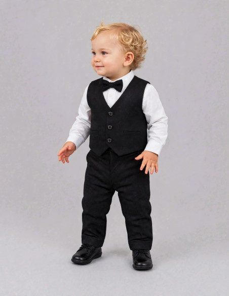 Ensemble Gilet Pantalon de cérémonie bébé Denis Noir