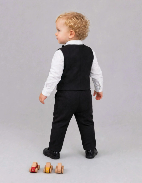 Tenue de Cérémonie Bébé Garçon Gilet & Pantalon Diva - Noir