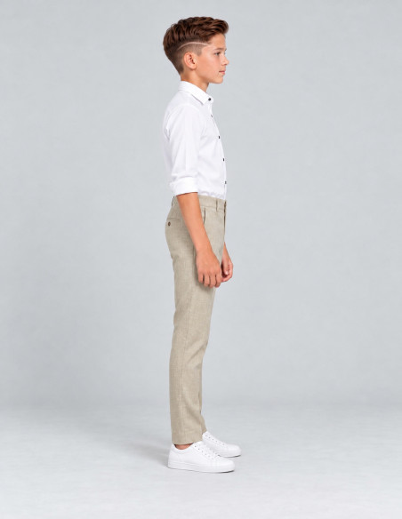 Pantalon Enfant Lin Beige pour Cérémonie