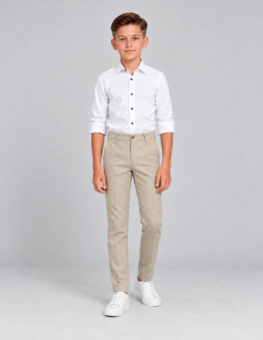 Pantalon Lin Beige Garçon