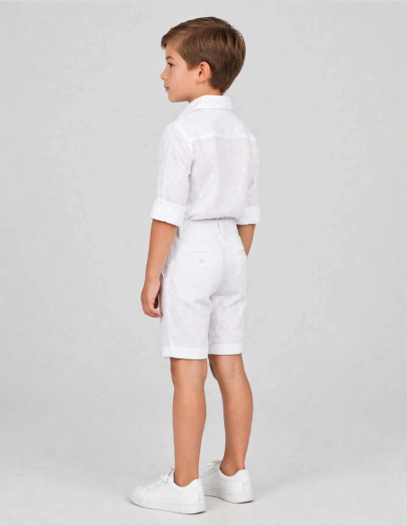 Bermuda Enfant en Lin - Blanc