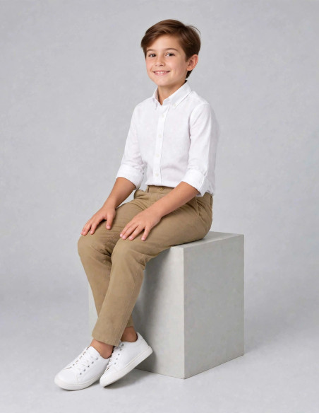 Pantalon Chino Garçon en Coton | Beige