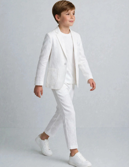 Costume Enfant de Cérémonie en Lin blanc - Sacha