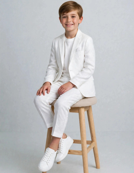 Costume Enfant de Cérémonie en Lin blanc - Sacha