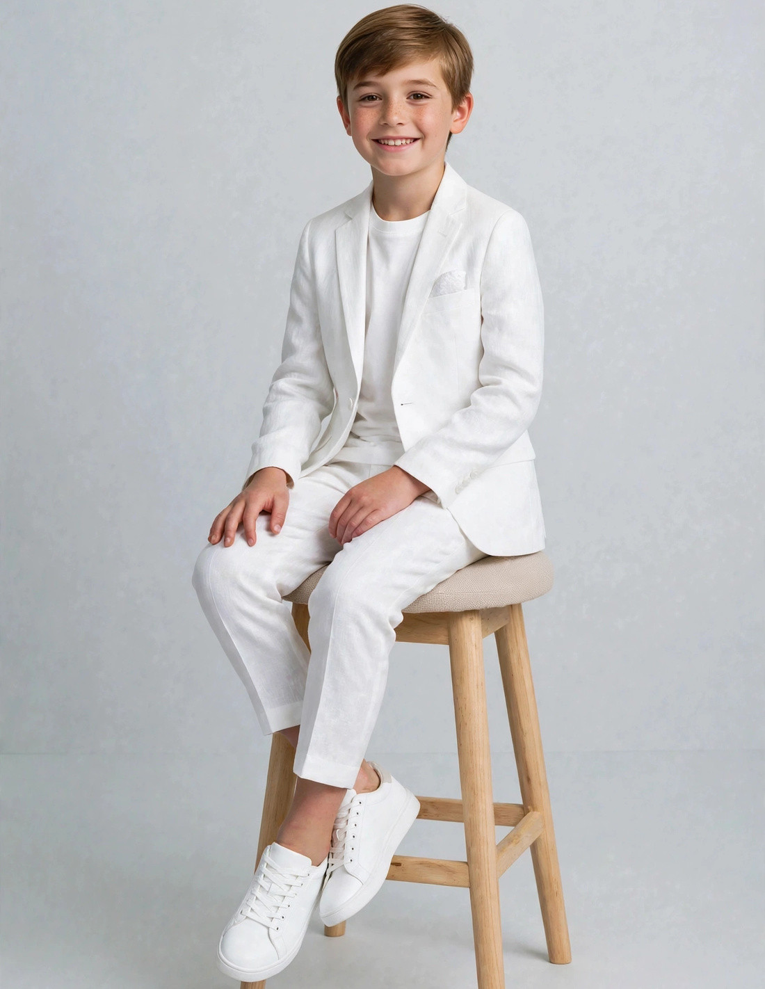 Costume Enfant de Cérémonie en Lin blanc 2