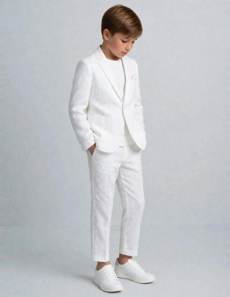Costume Enfant de Cérémonie en Lin blanc - Sacha