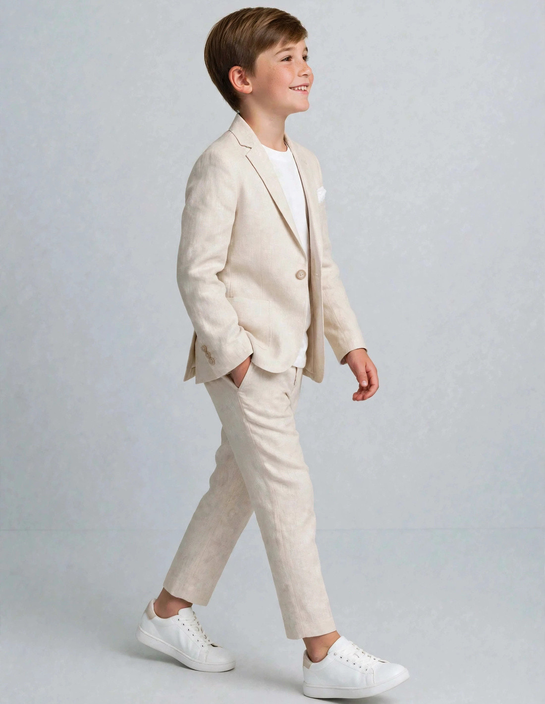 Costume Enfant de Cérémonie en Lin ivoire 2