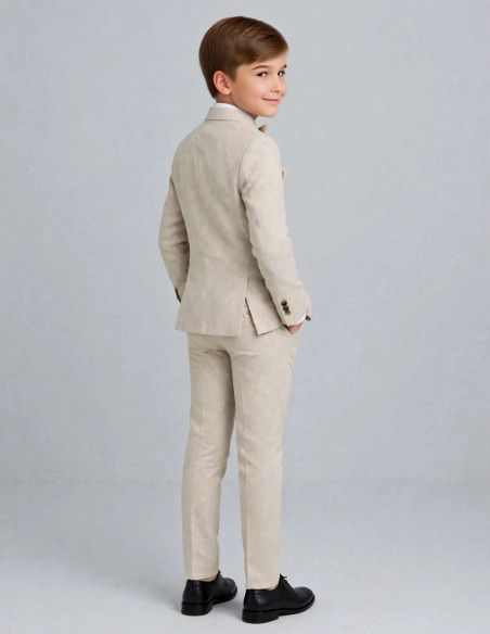 Costume Enfant de Cérémonie en Lin Beige - Sacha