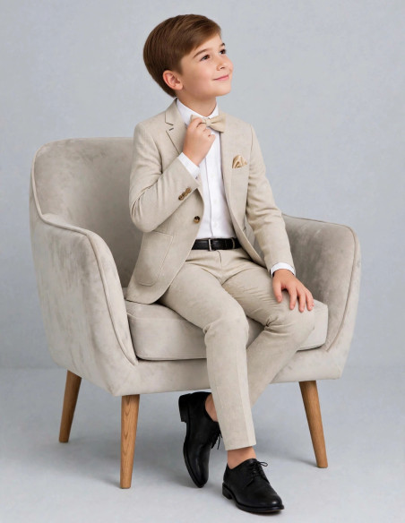 Costume Enfant de Cérémonie en Lin Beige - Sacha