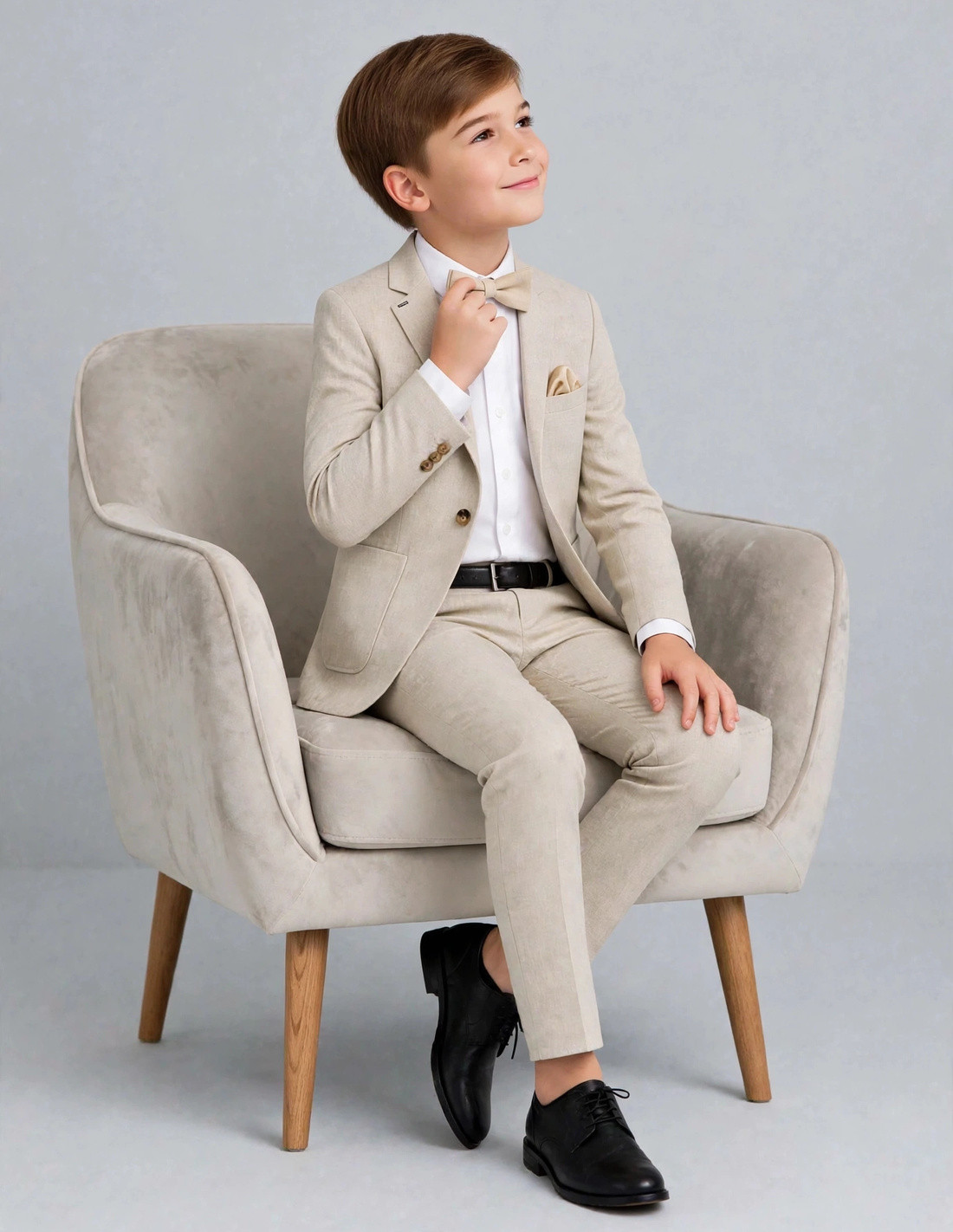 Costume Enfant de Cérémonie en Lin Beige 2