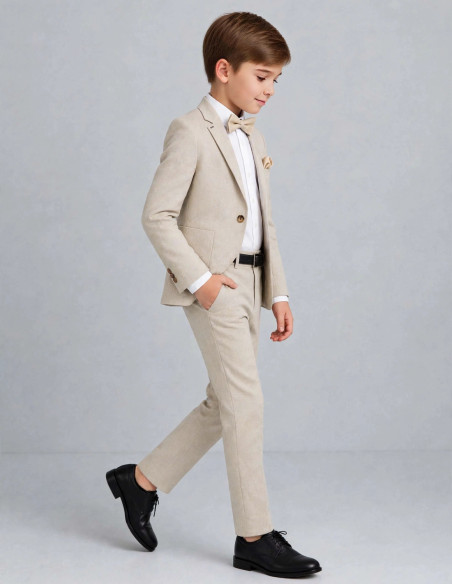 Costume Enfant de Cérémonie en Lin Beige - Sacha