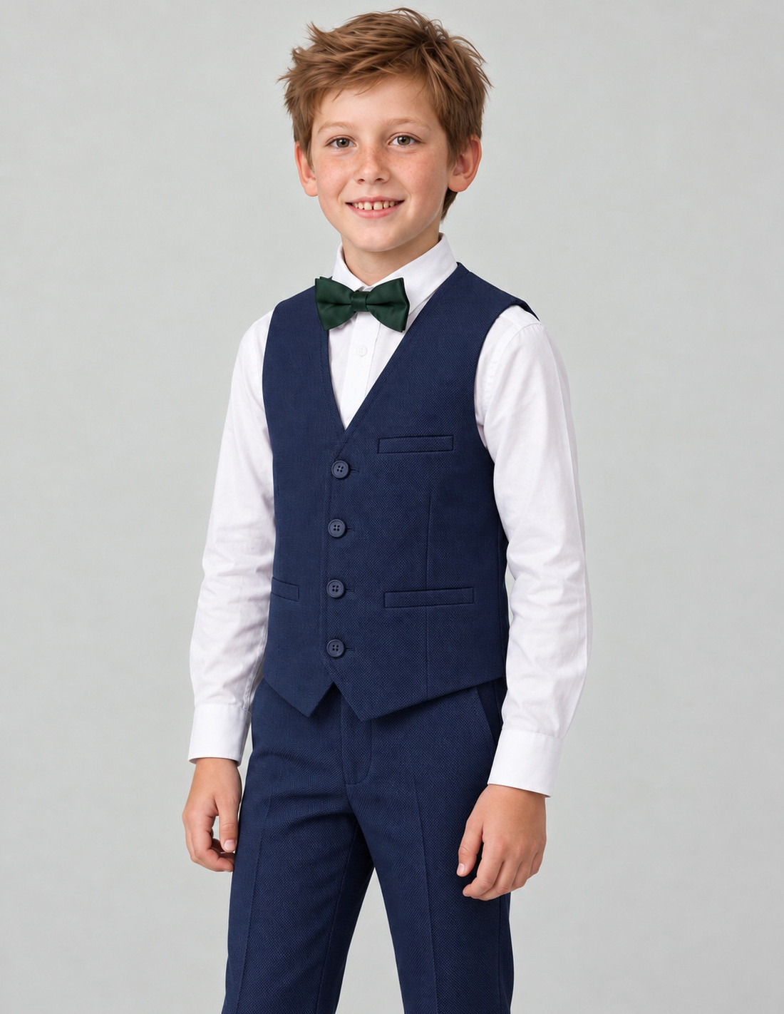Ensemble gilet pantalon de cérémonie garçon bleu marine Denis