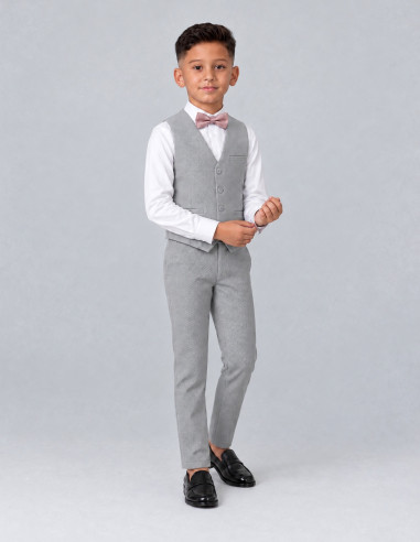 ensemble gilet pantalon cérémonie garçon gris denis