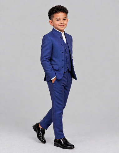 Costume Col Mao Enfant Mariage bleu