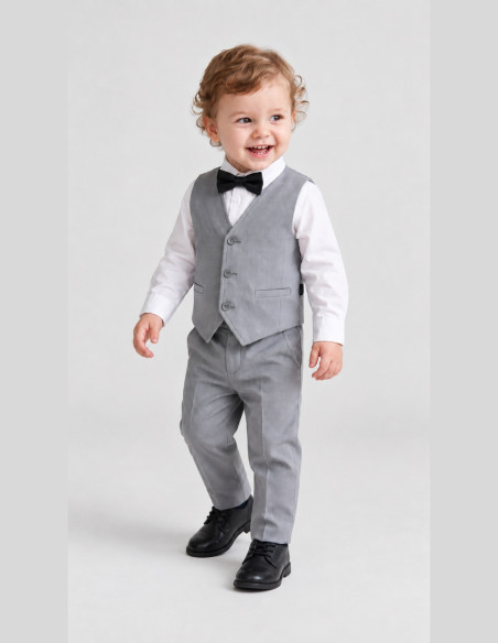 Ensemble Gilet Pantalon Cérémonie pour bébé Garçon Gris