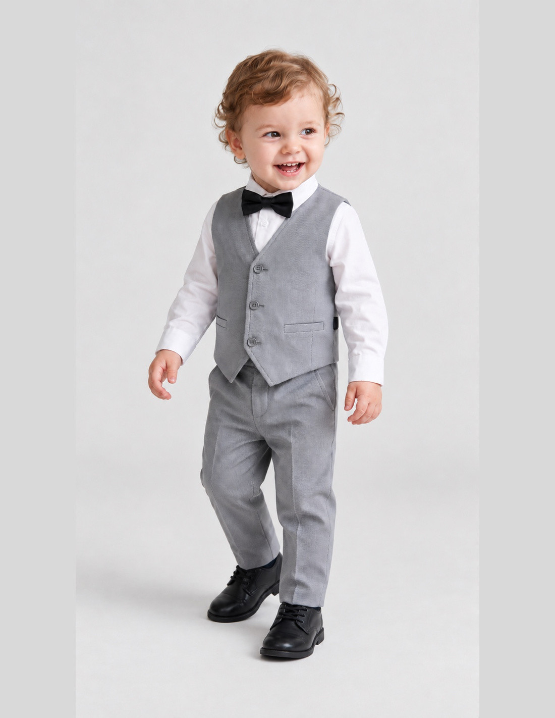 Ensemble Gilet Pantalon Mariage pour bébé Garçon Gris 2