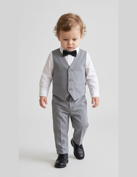 Ensemble Gilet Pantalon Mariage pour bébé Garçon Gris