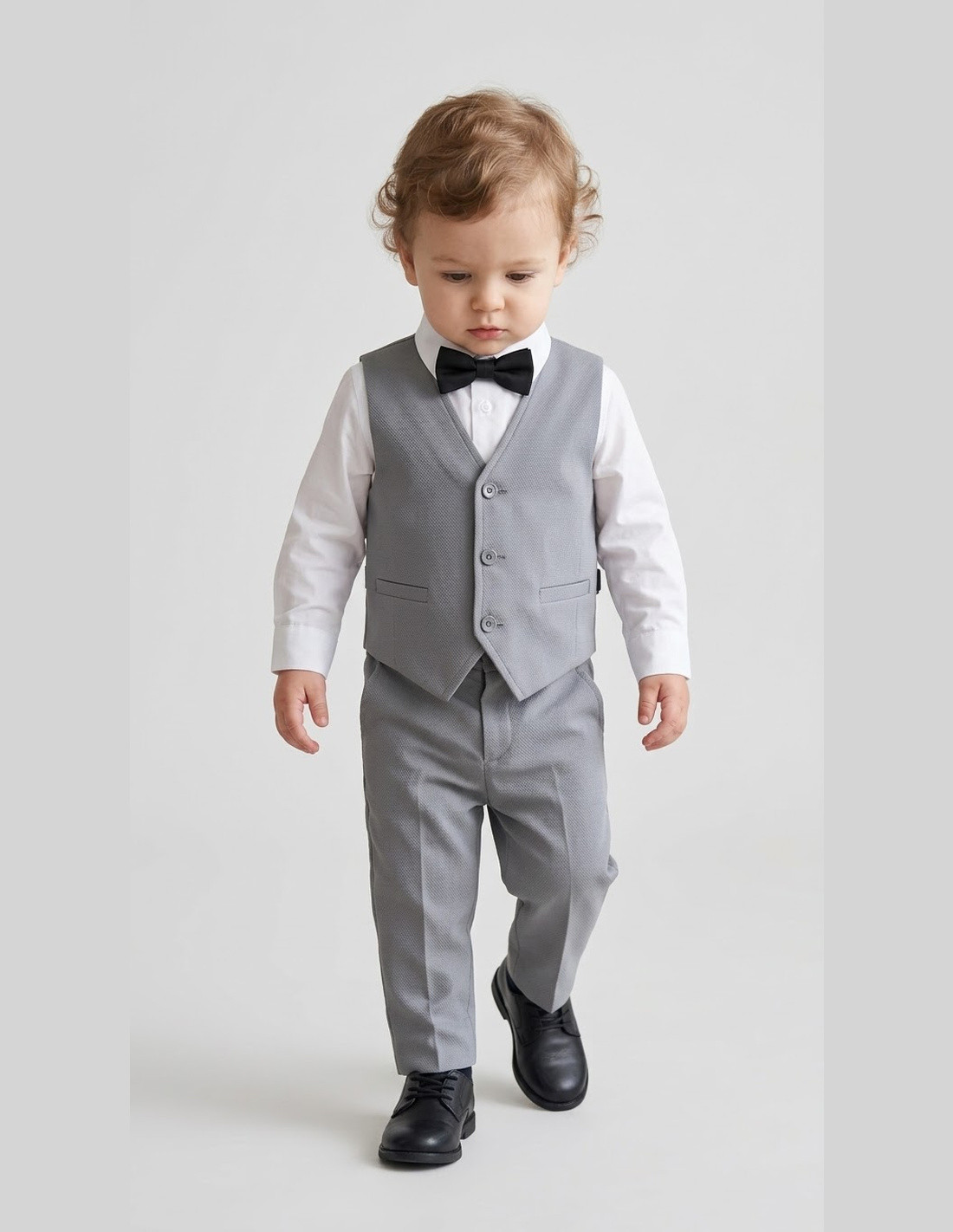 Ensemble Gilet Pantalon Mariage pour bébé Garçon Gris